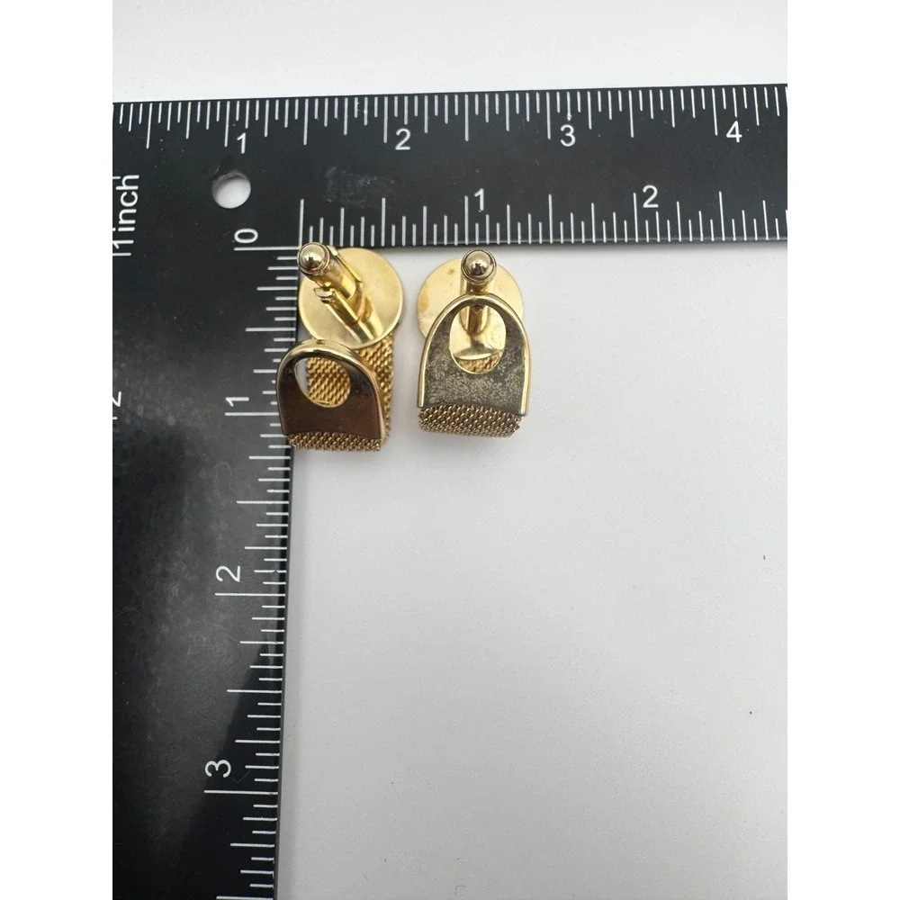 Vintage Anson Cufflinks Mesh Gold Tone Brushed Sunburst MCM